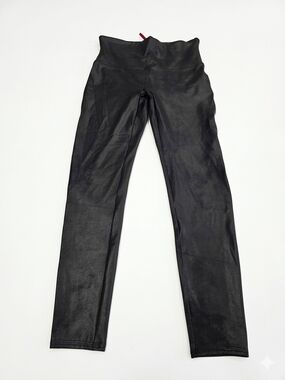 SPANX Black High-Waist Faux Leather Shine Leggings